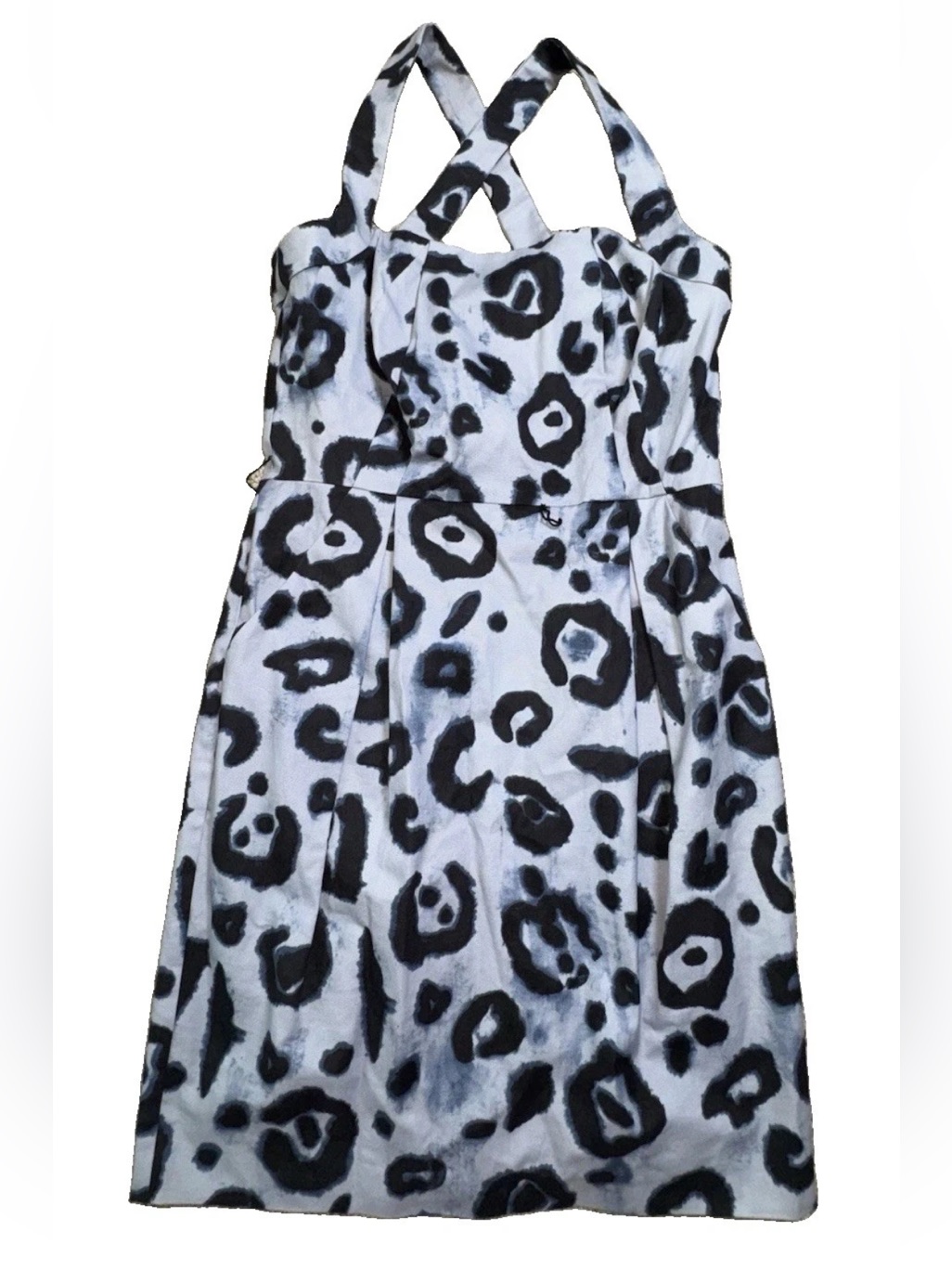Bnwt Vince Camuto Women's Size 12 Dress In Blue & Grey Leopard / Cheetah Print